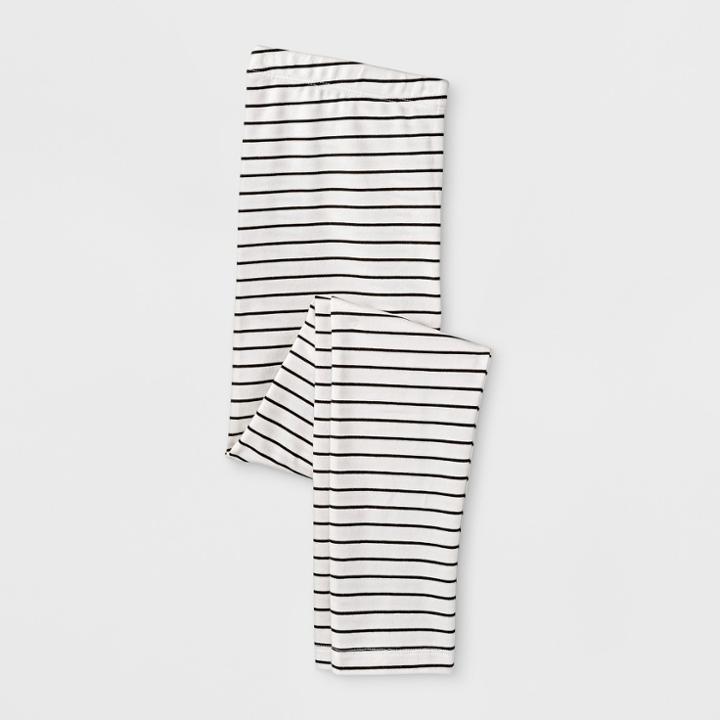 Girls' Favorite Gray Stripe Leggings - Cat & Jack Cream
