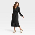 Women's Long Sleeve Button-front Dress - Knox Rose Black