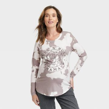 Long Sleeve Rock N' Roll Mama Knit Graphic Maternity T-shirt - Isabel Maternity By Ingrid & Isabel