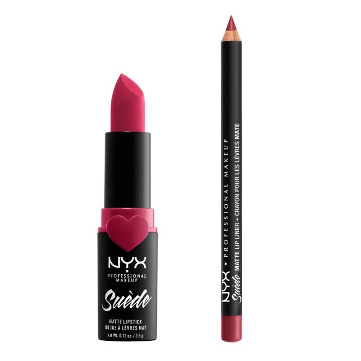 Nyx Professional Makeup Suede Matte Lipstick And Lip Liner Duo Kit - Cherry