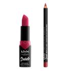 Nyx Professional Makeup Suede Matte Lipstick And Lip Liner Duo Kit - Cherry