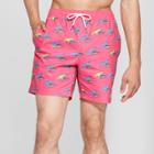 Trinity Collective Men's Dinosaur Print 7 Rex Waist Board Shorts - Neon Pink