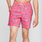 Trinity Collective Men's Dinosaur Print 7 Rex Waist Board Shorts - Neon Pink