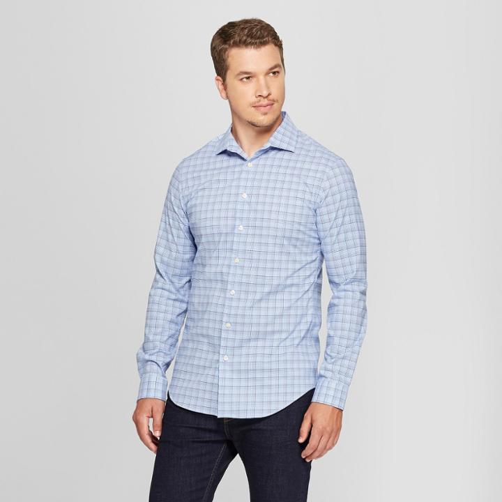 Men's Slim Fit Long Sleeve Button-down Shirt - Goodfellow & Co Horizon Blue