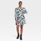 Women's Floral Print Balloon Long Sleeve Tiered Dress - Who What Wear Black