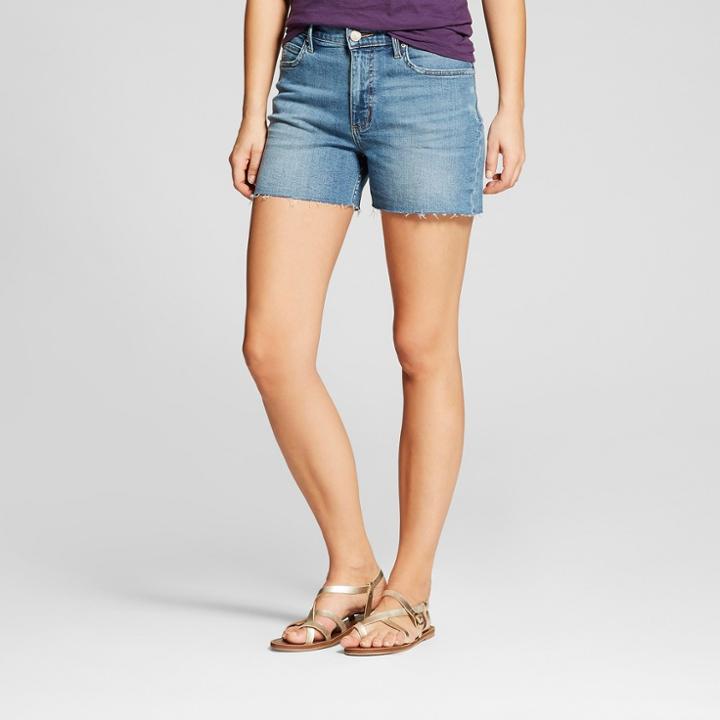 Women's High-rise Vintage Fray Jean Shorts - Crafted By Lee Medium Wash