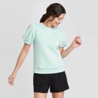 Women's Short Sleeve Sweatshirt - A New Day Aqua Xs, Women's, Blue