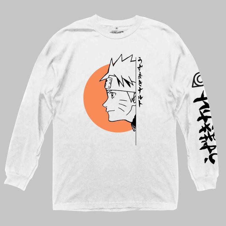 Ripple Junction Men's Naruto Circle Long Sleeve Graphic T-shirt - White