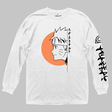 Ripple Junction Men's Naruto Circle Long Sleeve Graphic T-shirt - White