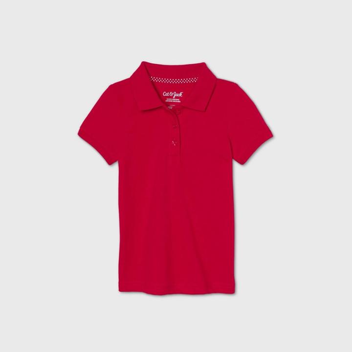 Petitetoddler Girls' Short Sleeve Stretch Pique Uniform Polo Shirt - Cat & Jack Red