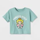Girls' Nintendo Just Peachy Cropped Short Sleeve Graphic T-shirt - Green