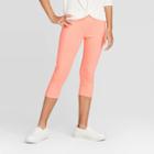 Girls' Capri Leggings - Cat & Jack Neon Peach S, Girl's, Size: Small, Neon Pink