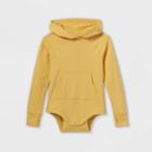 Girls' Adaptive Hooded Adjustable Long Sleeve Bodysuit - Cat & Jack Light Mustard Yellow