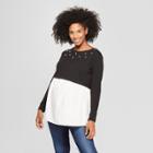 Maternity Long Sleeve Beaded Flounce Sweatshirt - Isabel Maternity By Ingrid & Isabel Black