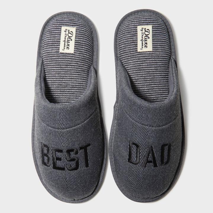 Men's Dluxe By Dearfoams Best Dad Slide Slippers - Gray