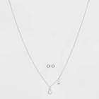 Silver Plated Cubic Zirconia Initial 'c' Chain Pendant Necklace And Earring Set - A New Day