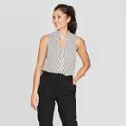 Target Women's Striped Sleeveless Split Neck Activewear T-shirt - A New Day White