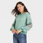 Women's Embroidered Sweatshirt - Knox Rose Light Green Floral