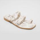 Women's Marilyn Wide Width Snake Print Toe Loop Slide Sandals - A New Day White