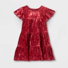 Toddler Girls' Tiered Velour Short Sleeve Dress - Cat & Jack Red