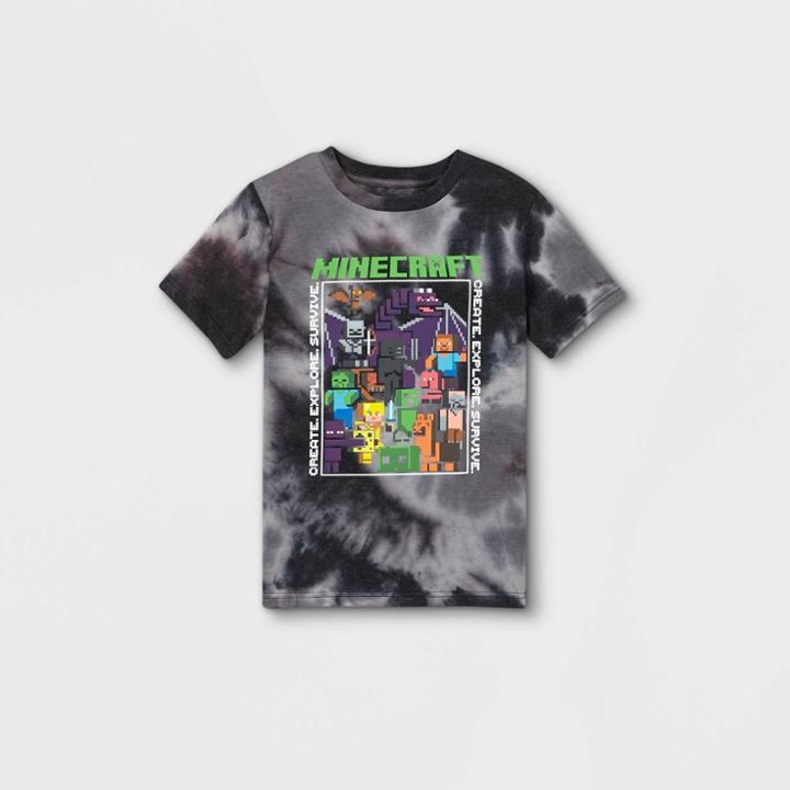 Boys' Minecraft Short Sleeve Graphic T-shirt - Gray/black