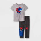 Toddler Boys' 2pc Valentine's Day Shark Graphic Short Sleeve T-shirt & Fleece Jogger Pants Set - Cat & Jack Gray/black