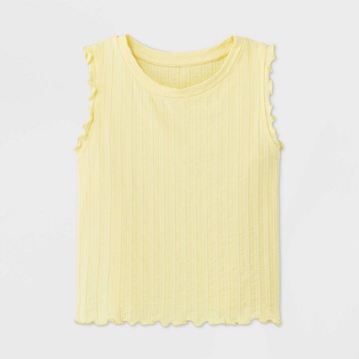 Girls' Chunky Rib Lettuce Tank Top - Art Class Yellow