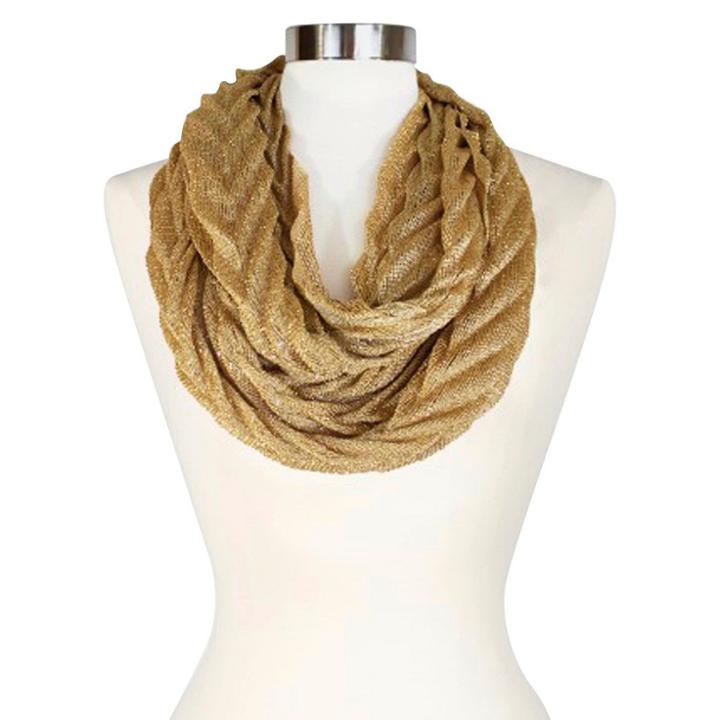 Women's Infinity Fashion Scarf Gold Chevron - Sylvia Alexander