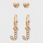 Sugarfix By Baublebar Initial J Delicate Stud Earring Set - Gold, Girl's, Gold - J