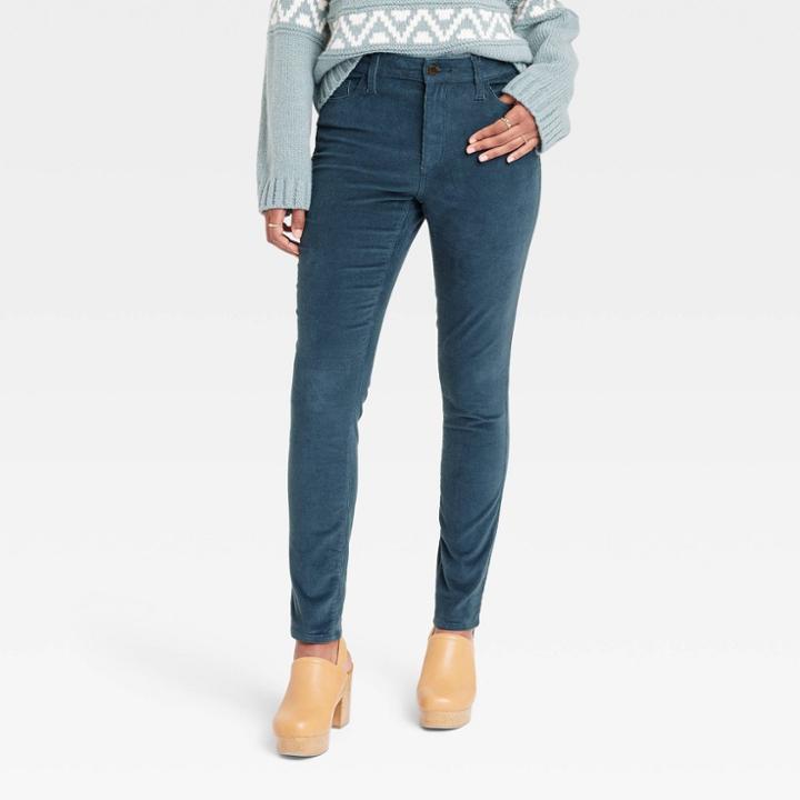 Women's High-rise Corduroy Skinny Jeans - Universal Thread Dark Teal Green