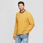Men's Long Sleeve Standard Fit Cable Crew Pullover Sweater - Goodfellow & Co Gold