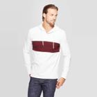 Men's Printed Standard Fit Rugby Hooded Henley Sweatshirt - Goodfellow & Co White Feather