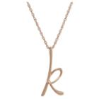 Distributed By Target Women's Rose Gold Over Sterling Silver Cursive Script Initial Pendant - K (18), Rose Gold - K