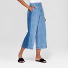 Women's Straight Leg High-rise Mixed Denim Crop Jeans - Who What Wear Medium Wash