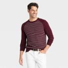 Men's Striped Regular Fit Crewneck Pullover Sweater - Goodfellow & Co Burgundy