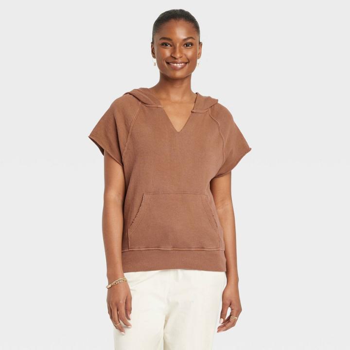 Women's Sleeveless Hoodie - Universal Thread Brown