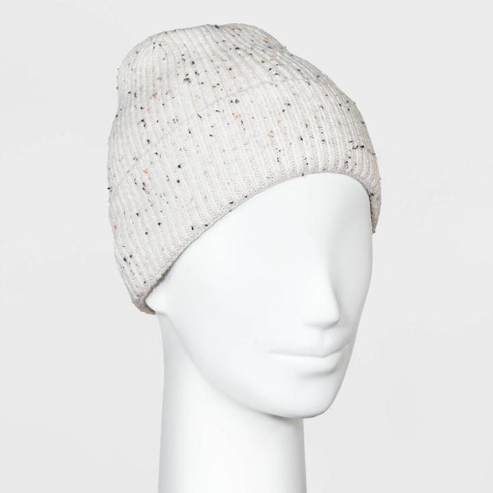 Women's Striped Essential Beanie - Universal Thread Cream One Size, Ivory