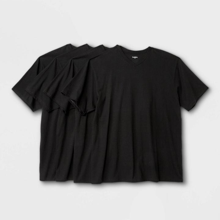 Men's Big & Tall Short Sleeve 4pk V-neck T-shirt - Goodfellow & Co Black