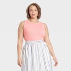 Women's Plus Size Ribbed Tank Top - A New Day Pink