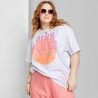 Women's Plus Size Ascot + Hart Pink Floyd Short Sleeve Graphic Boyfriend T-shirt - White