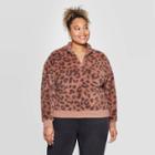 Women's Leopard Print Plus Size Long Sleeve 1/4 Zip Sweatshirt - Grayson Threads (juniors') - Brown 1x, Women's,