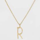 Gold Over Silver Plated Cubic Zirconia 'r' Initial Pendant Necklace - A New Day Gold