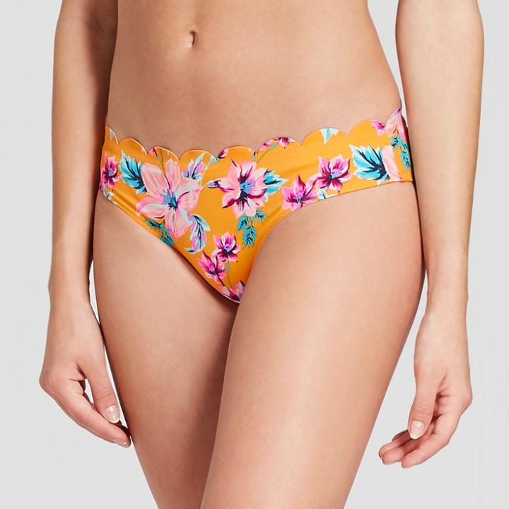 Women's Sun Coast Cheeky Scallop Bikini Bottom - Shade & Shore Marigold Floral
