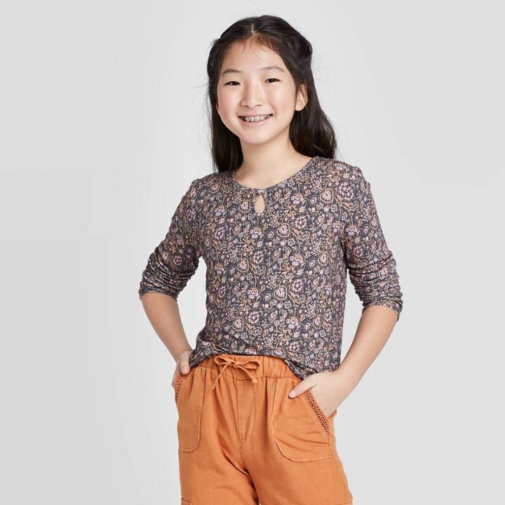 Girls' Mid-rise Cargo Pants - Art Class Orange