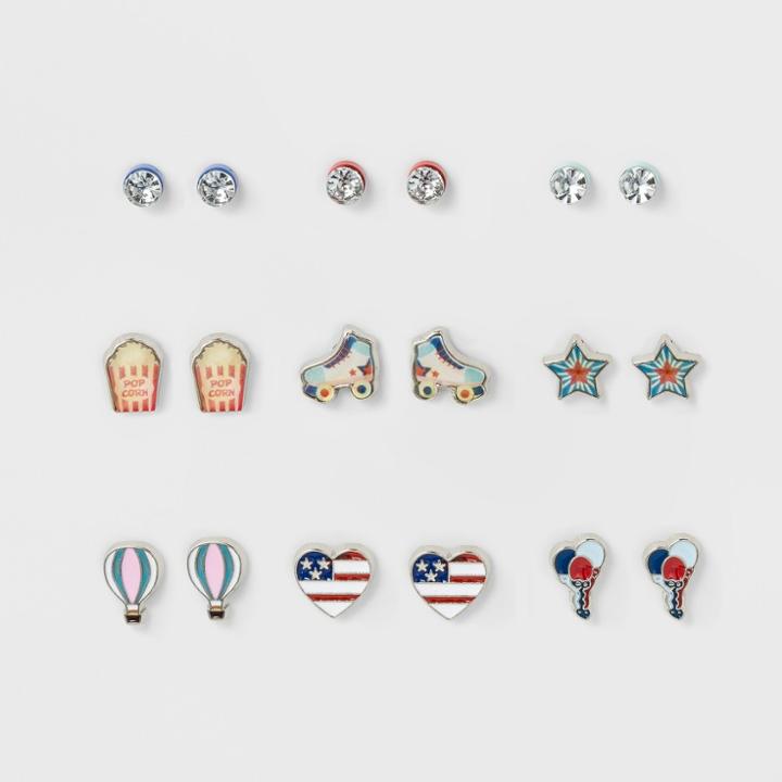 Girls' 9pc Americana Earrings - Cat & Jack,