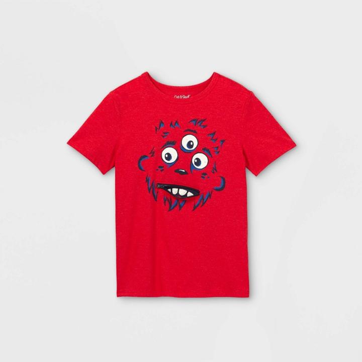 Boys' Short Sleeve Monster Interactive Graphic T- Shirt - Cat & Jack Red