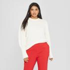 Women's Plus Size Long Puff Sleeve Crew Neck Sweater - Who What Wear White