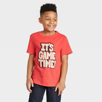 Boys' Short Sleeve 'it's Game Time' Graphic T-shirt - Cat & Jack Red