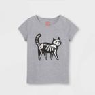Girls' Adaptive Halloween Printed Short Sleeve Graphic T-shirt - Cat & Jack Heather Gray