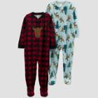 Baby Boys' 2pk Buffalo Check Moose Footed Pajama - Just One You Made By Carter's Red
